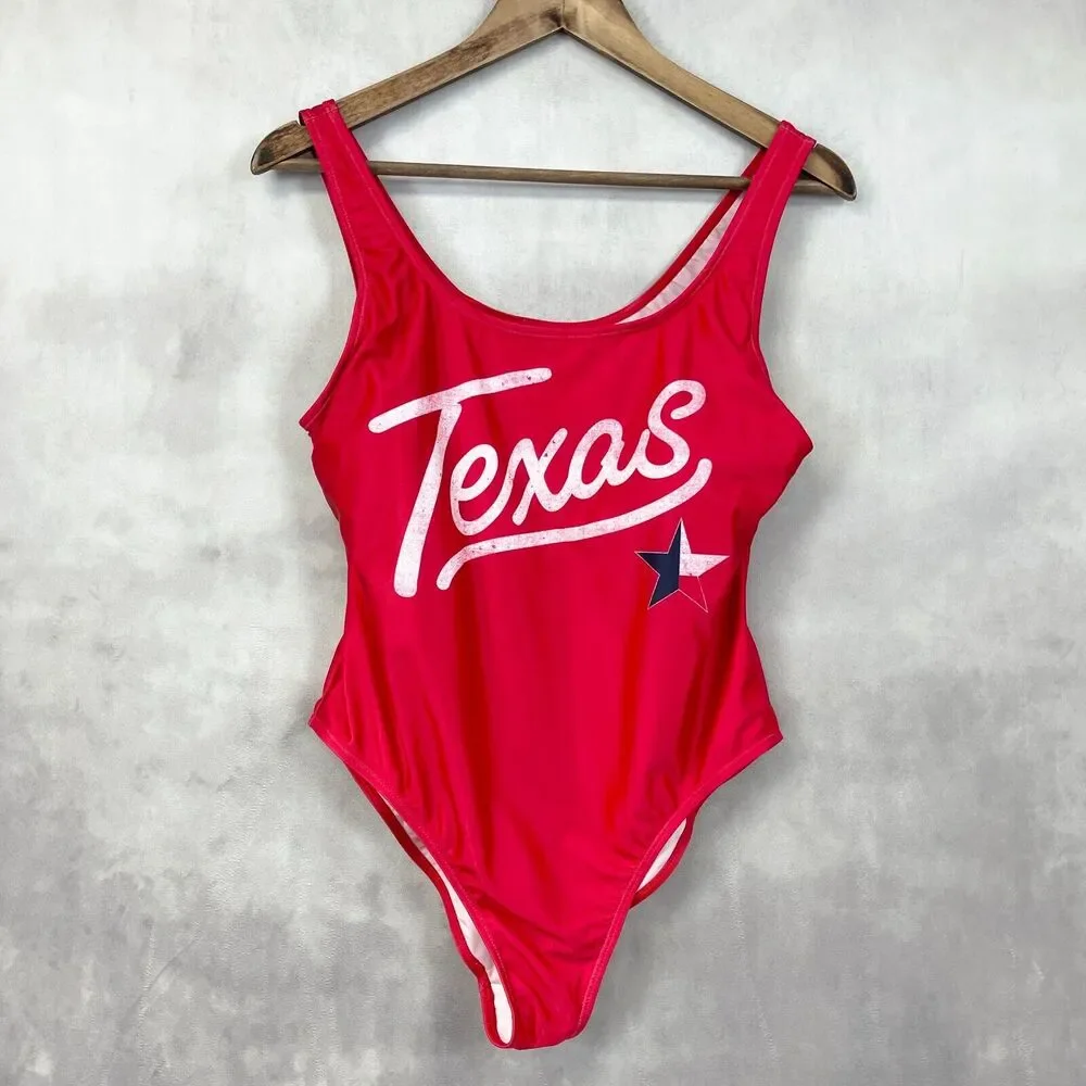 Creative Apparel Womens Swimsuit Size XLarge Texas Lone Star State Red‎ Beachy